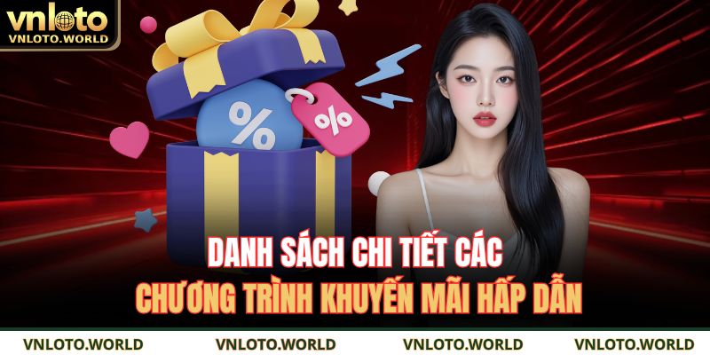 Danh sách chi tiết các chương trình khuyến mãi hấp dẫn.